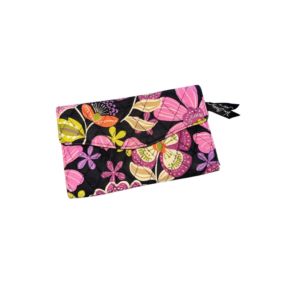 Vera Bradley Pirouette Pink Floral Quilted Cotton Trifold Crossbody Wallet - Picture 1 of 3
